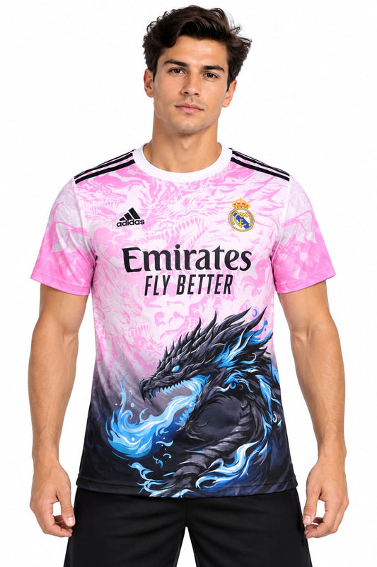 Men's Pink Dragon Graphic Football Jersey