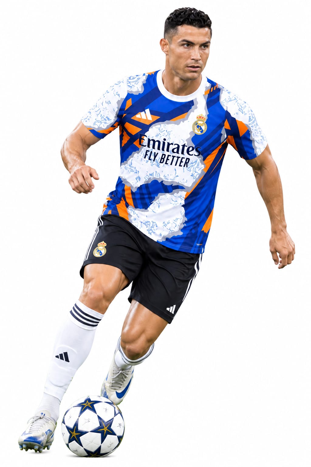 Real Madrid Inspired Football Jersey – Blue & Orange Edition