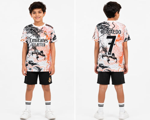 Kids' Dragon Print Football Jersey & Shorts Set